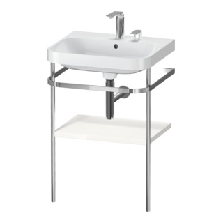 Duravit Möbelwaschtisch-Kombi Happy D.2 Plus 57,5x49cm, 2 HL, we hgl, m Metallkonsole