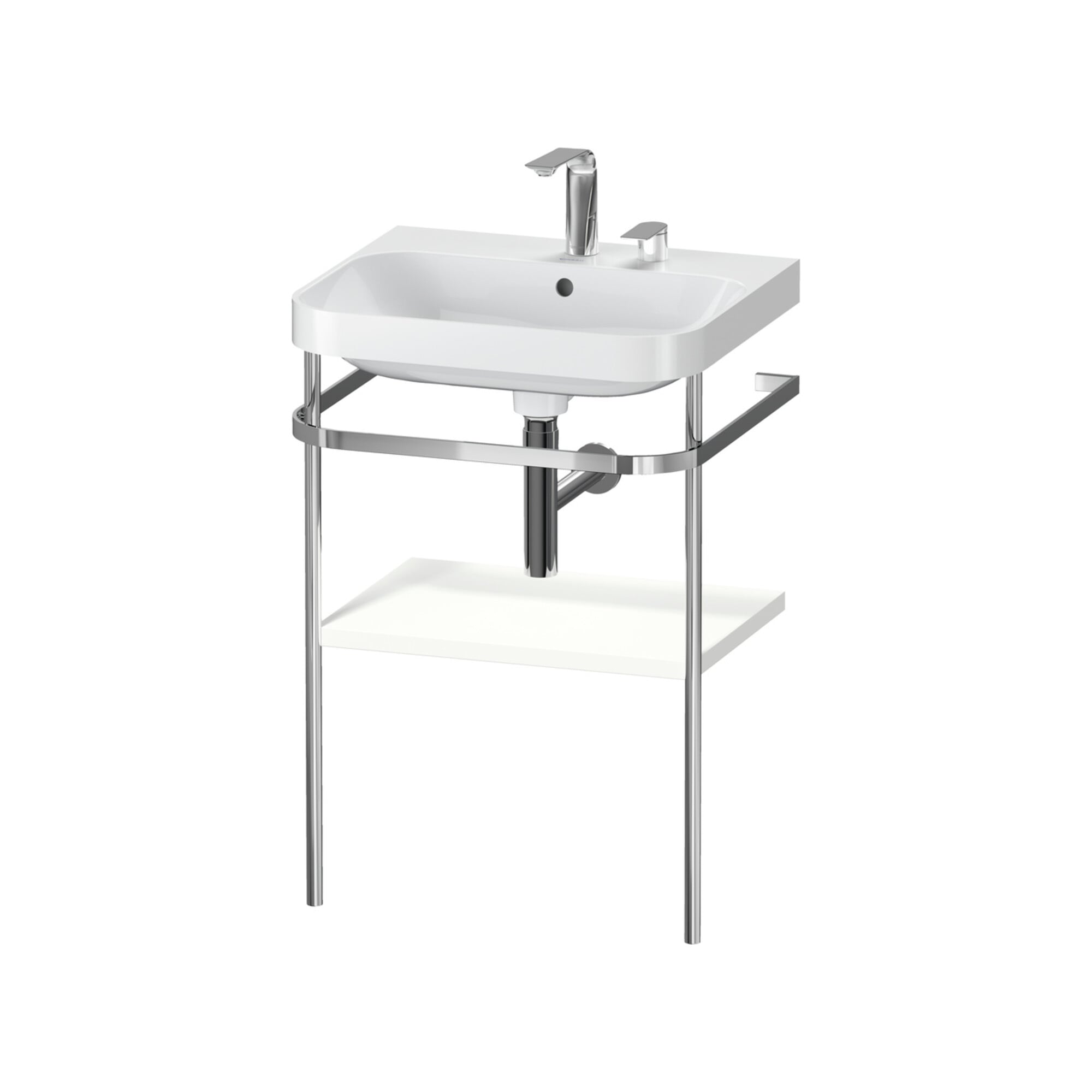 Duravit Möbelwaschtisch-Kombi Happy D.2 Plus 57,5x49cm, 2 HL, we matt, m Konsole