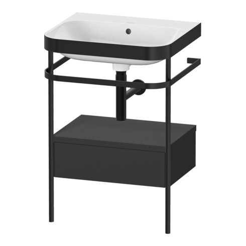 Duravit Möbelwaschtisch-Kombi Happy D.2 Plus 57,5x49cm, o HL, gra m, m Konso, 1 Lad
