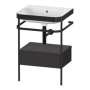 Duravit Möbelwaschtisch-Kombi Happy D.2 Plus 57,5x49cm, o HL, gra m, m Konso, 1 Lad