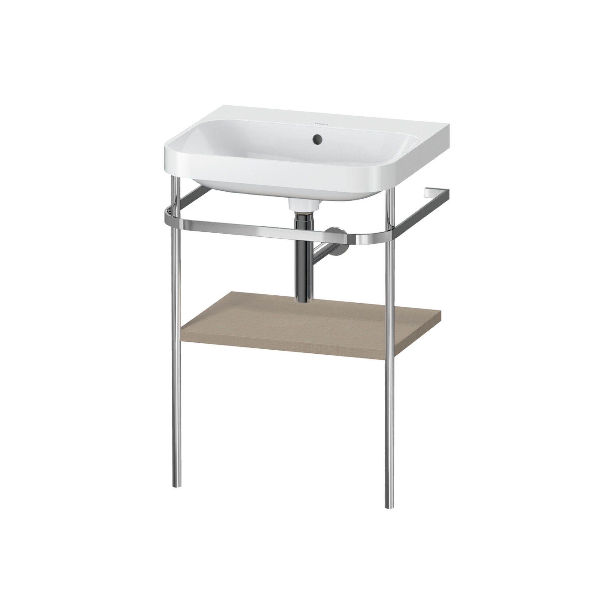 Duravit Möbelwaschtisch-Kombi Happy D.2 Plus 57,5x49cm, o. HL, lei, mit Metallkonsole