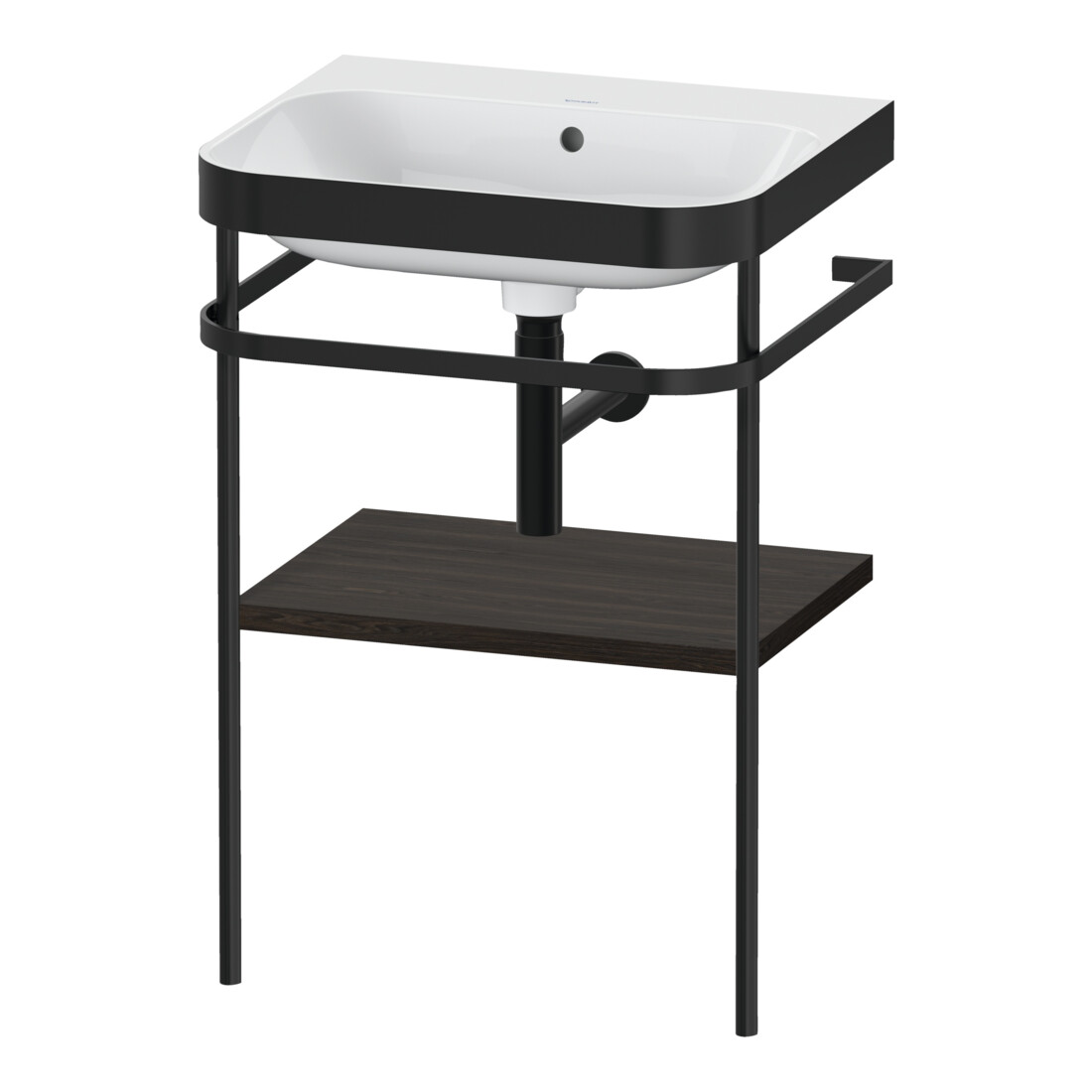 Duravit Möbelwaschtisch-Kombi Happy D.2 Plus 57,5x49cm, o. HL, Nussb geb., m Konsole