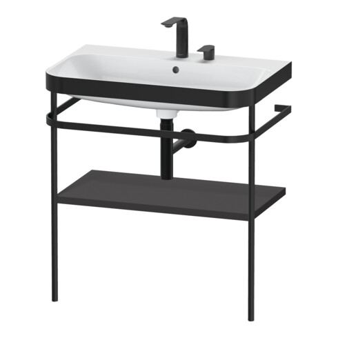 Duravit Möbelwaschtisch-Kombi Happy D.2 Plus 77,5x49cm, 2 HL, graph matt, m Konsole