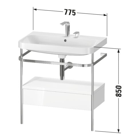 Duravit Möbelwaschtisch-Kombi Happy D.2 Plus 77,5x49cm, 2 HL, N geb, m Kons, 1 Lad