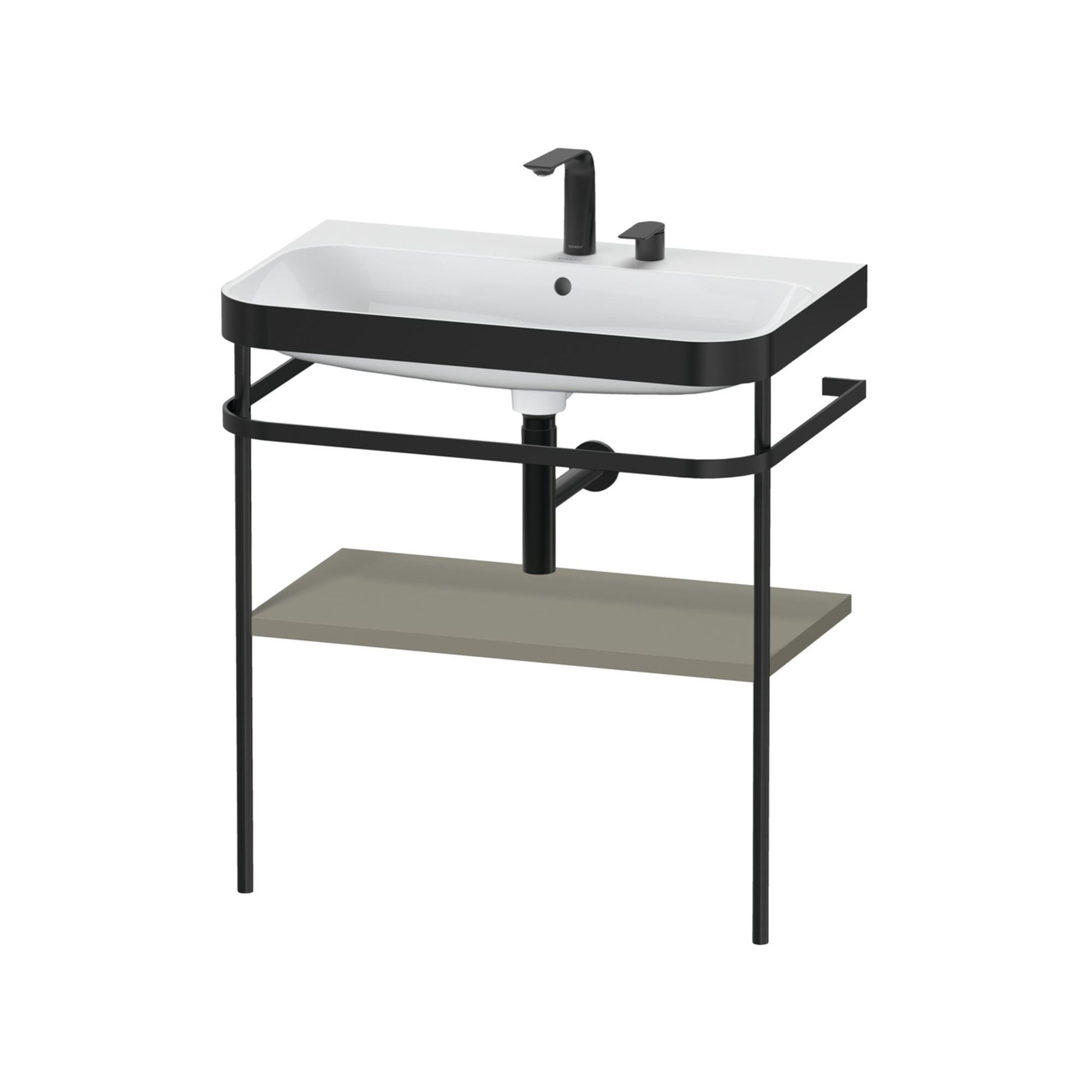 Duravit Möbelwaschtisch-Kombi Happy D.2 Plus 77,5x49cm, 2 HL, st-g s-matt, m Konsole