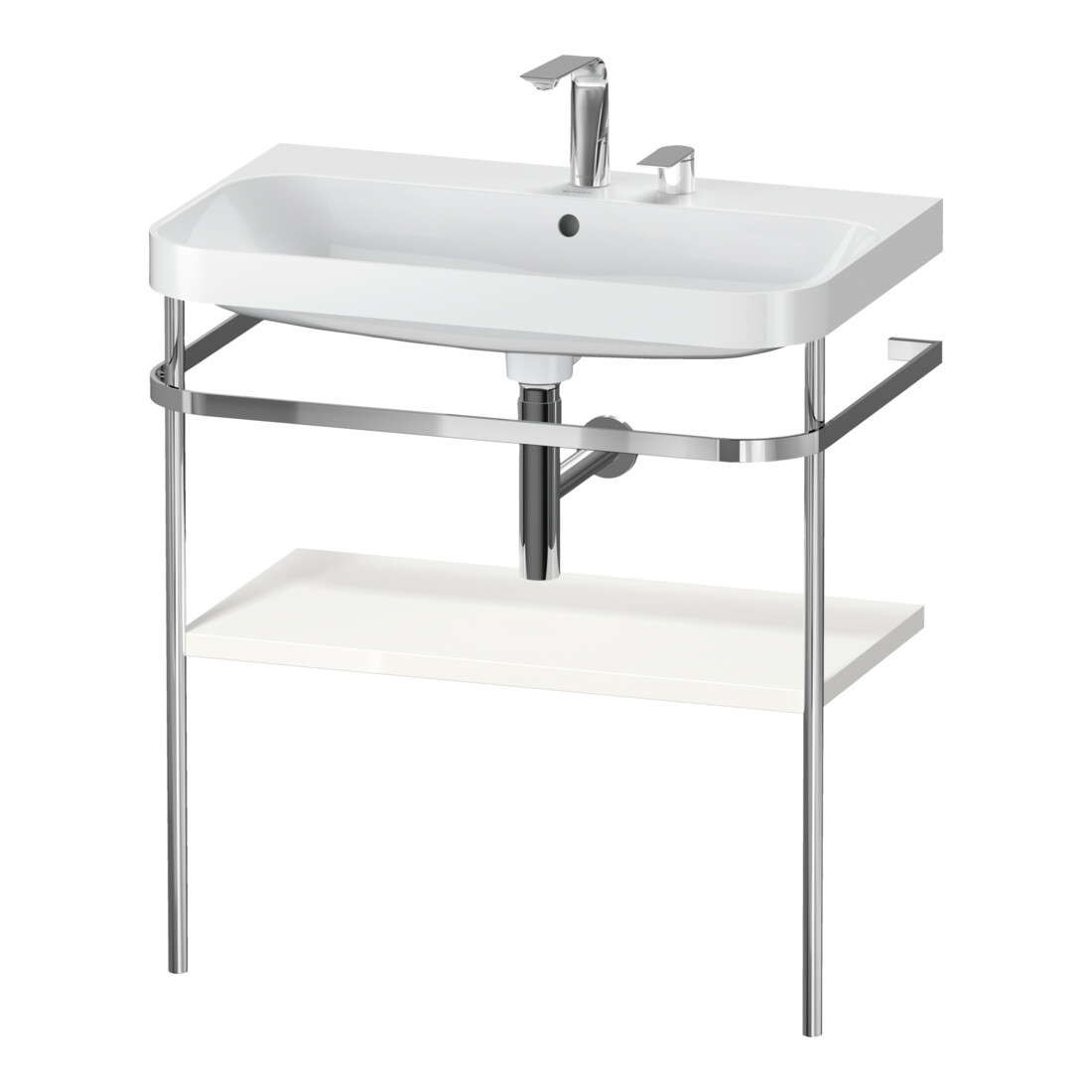 Duravit Möbelwaschtisch-Kombi Happy D.2 Plus 77,5x49cm, 2 HL, we hgl, m Metallkonsole