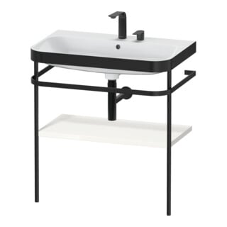 Duravit Möbelwaschtisch-Kombi Happy D.2 Plus 77,5x49cm, 2 HL, we hgl, m Metallkonsole