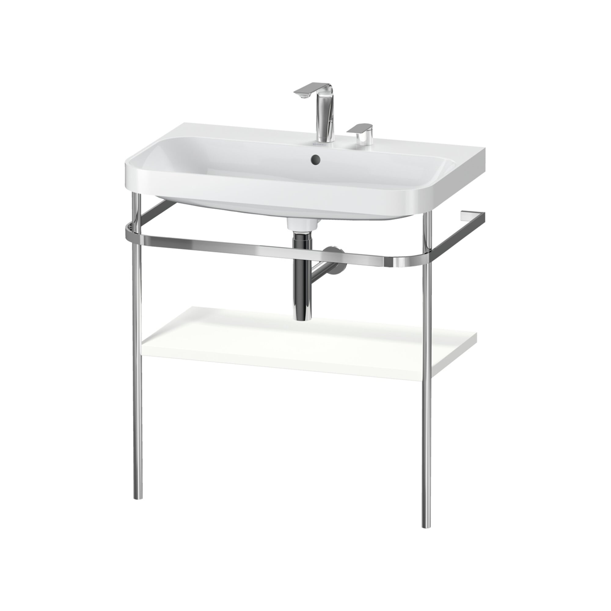 Duravit Möbelwaschtisch-Kombi Happy D.2 Plus 77,5x49cm, 2 HL, we matt, m Konsole