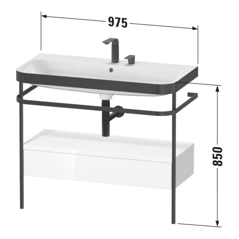 Duravit Möbelwaschtisch-Kombi Happy D.2 Plus 97,5x49cm, 1 HL, N geb, m Konso, 1 Lad