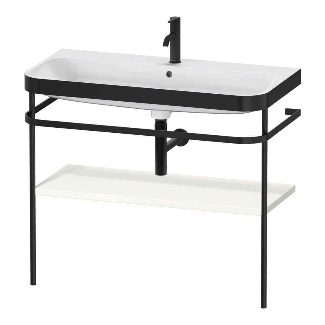 Duravit Möbelwaschtisch-Kombi Happy D.2 Plus 97,5x49cm, 1 HL, we hgl, m Metallkonsole