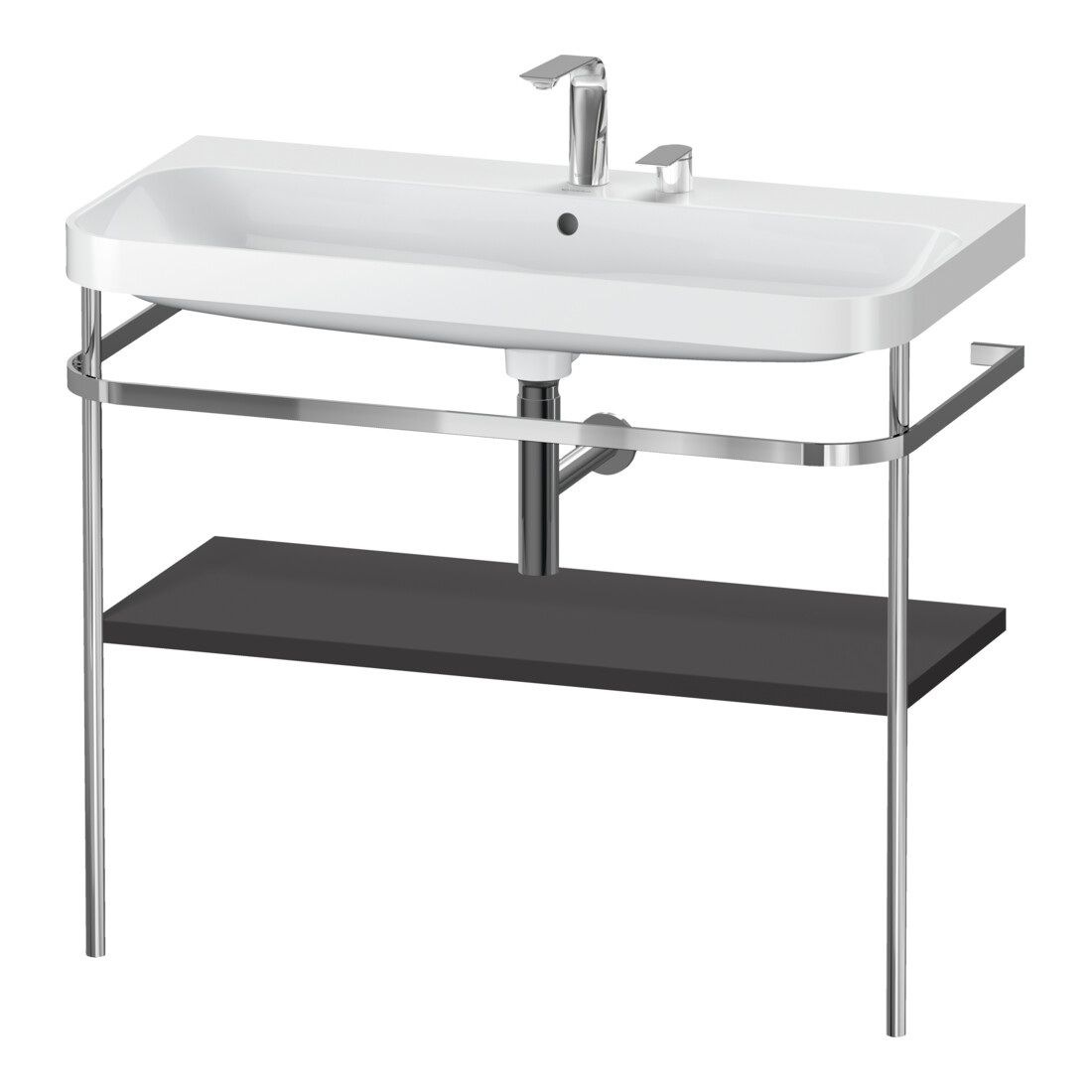 Duravit Möbelwaschtisch-Kombi Happy D.2 Plus 97,5x49cm, 2 HL, graph matt, m Konsole