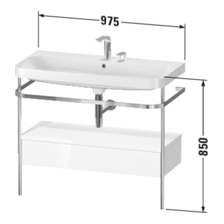 Duravit Möbelwaschtisch-Kombi Happy D.2 Plus 97,5x49cm, 2 HL, Me E, m Kons, 1 Lad