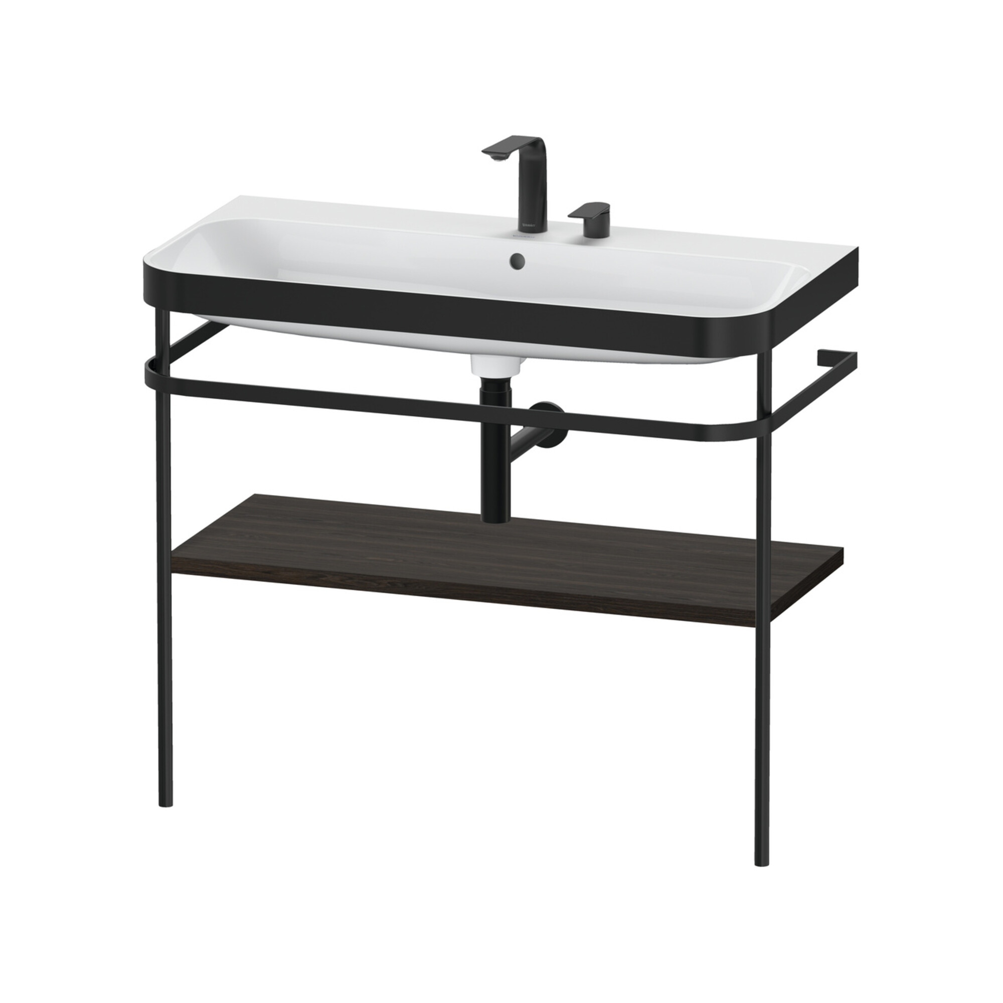 Duravit Möbelwaschtisch-Kombi Happy D.2 Plus 97,5x49cm, 2 HL, Nussb geb., m Konsole