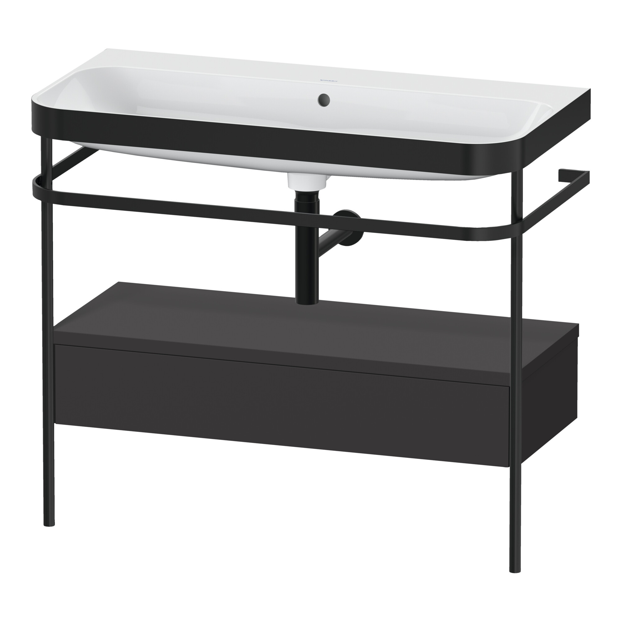 Duravit Möbelwaschtisch-Kombi Happy D.2 Plus 97,5x49cm, o HL, gra m, m Konso, 1 Lad