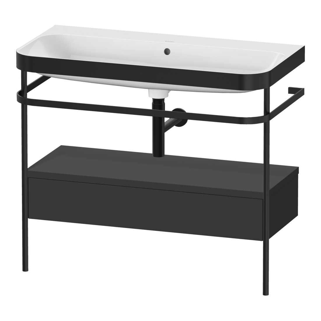 Duravit Möbelwaschtisch-Kombi Happy D.2 Plus 97,5x49cm, o HL, gra m, m Konso, 1 Lad