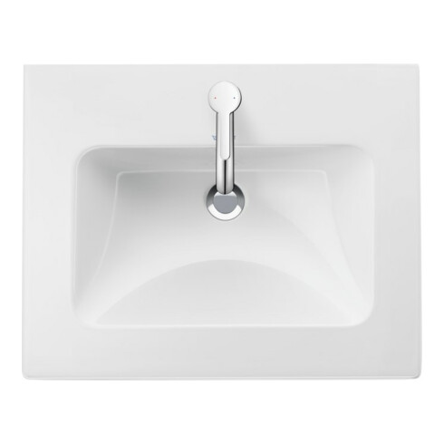 Duravit Möbelwaschtisch Me by Starck 53x43cm, we WG, m HL, ÜL, Hahnlochbank