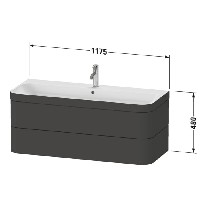Duravit Möbelwaschtisch-Unterschrank Happy D.2 Plus 117,5x49cm, 2 Schubk., o. HL, leinen
