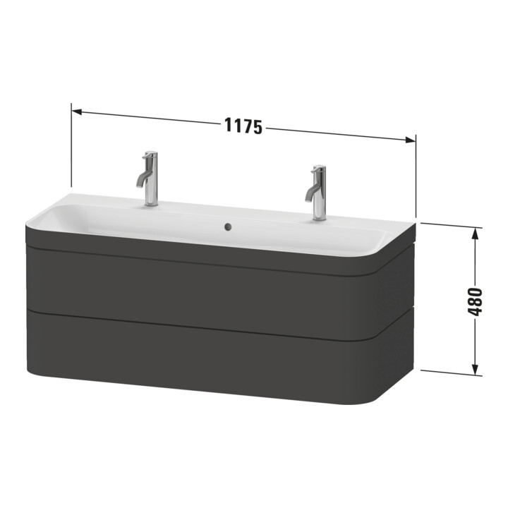 Duravit Möbelwaschtisch-Unterschrank Happy D.2 Plus 117,5x49cm, m 1 HL, 2 Schubk., Medit. Ei
