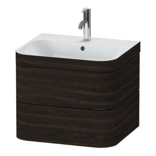 Duravit Möbelwaschtisch-Unterschrank Happy D.2 Plus 57,5x49cm, 1 HL, Nussb geb., 2 Schubk.