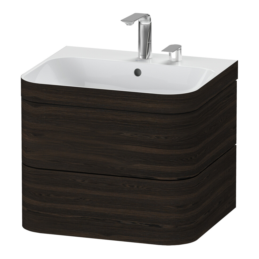 Duravit Möbelwaschtisch-Unterschrank Happy D.2 Plus 57,5x49cm, 2 HL, Nussb geb., 2 Schubk.