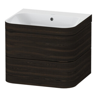 Duravit Möbelwaschtisch-Unterschrank Happy D.2 Plus 57,5x49cm, o. HL, Nussb geb., 2 Schubk.