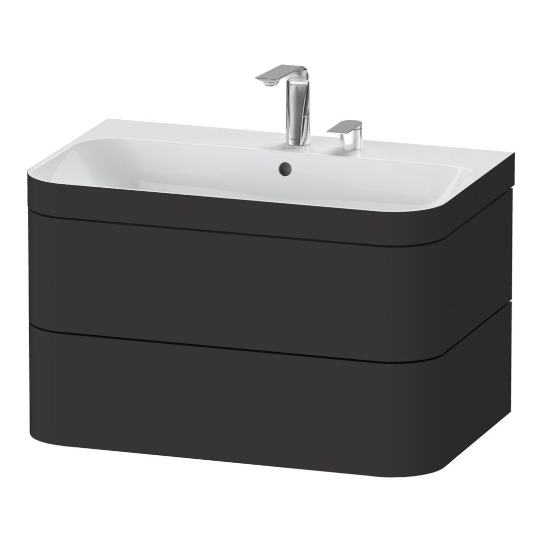 Duravit Möbelwaschtisch-Unterschrank Happy D.2 Plus 77,5x49cm, 2 HL, graph matt, 2 Schubk.