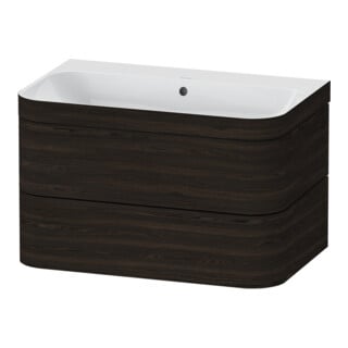 Duravit Möbelwaschtisch-Unterschrank Happy D.2 Plus 77,5x49cm, o. HL, Nussb geb., 2 Schubk.