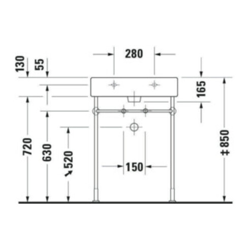 Duravit Möbelwaschtisch Vero 60x47cm, we, m HL, m ÜL, m Hahnlochbank