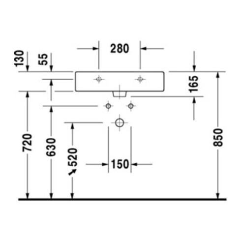 Duravit Möbelwaschtisch Vero 60x47cm, we, m HL, m ÜL, m Hahnlochbank