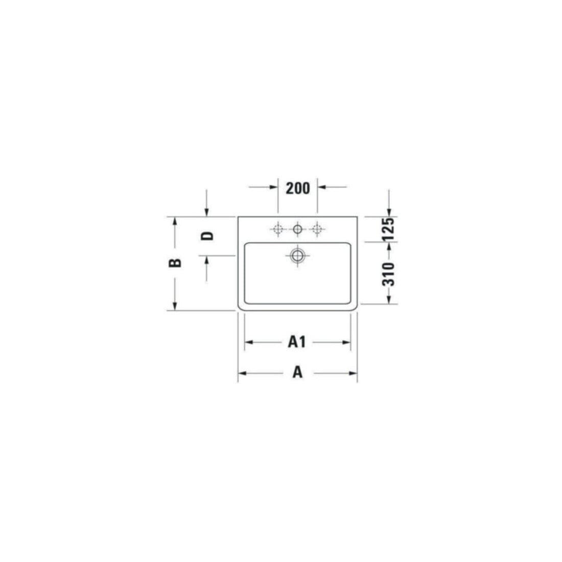 Duravit Möbelwaschtisch Vero 60x47cm, we, m HL, m ÜL, m Hahnlochbank