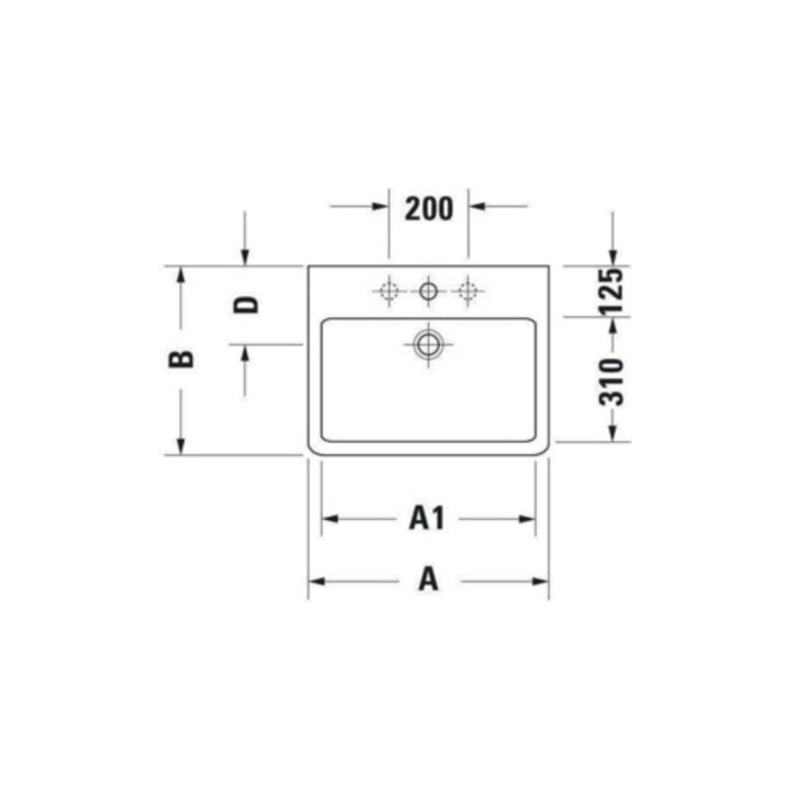 Duravit Möbelwaschtisch Vero 60x47cm, we, m HL, m ÜL, m Hahnlochbank