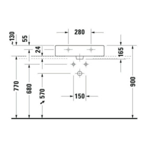 Duravit Möbelwaschtisch Vero 60x47cm, we, m HL, m ÜL, m Hahnlochbank