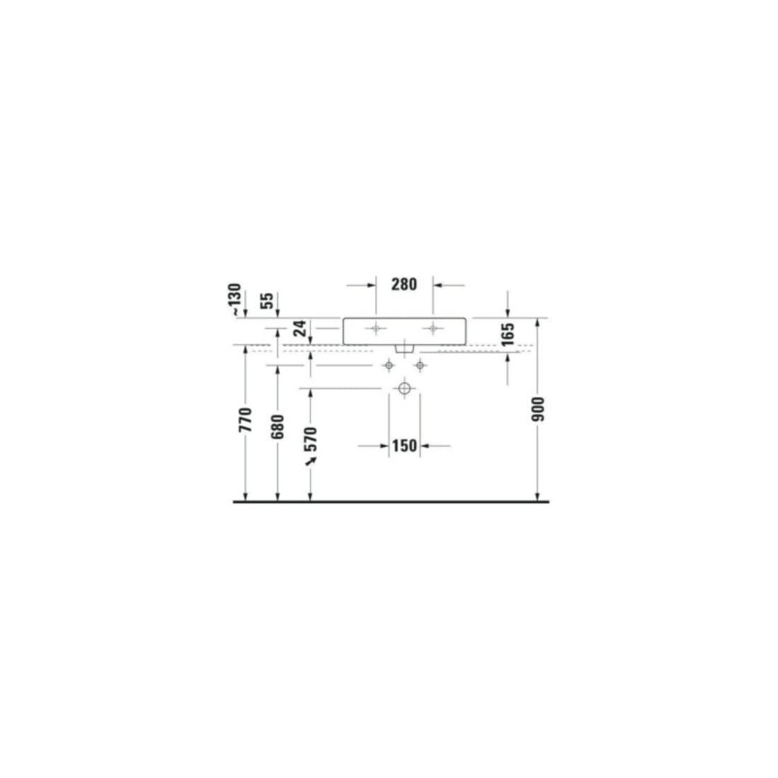 Duravit Möbelwaschtisch Vero 60x47cm, we, m HL, m ÜL, m Hahnlochbank