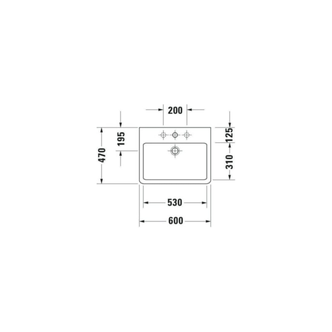 Duravit Möbelwaschtisch Vero 60x47cm, we, m HL, m ÜL, m Hahnlochbank