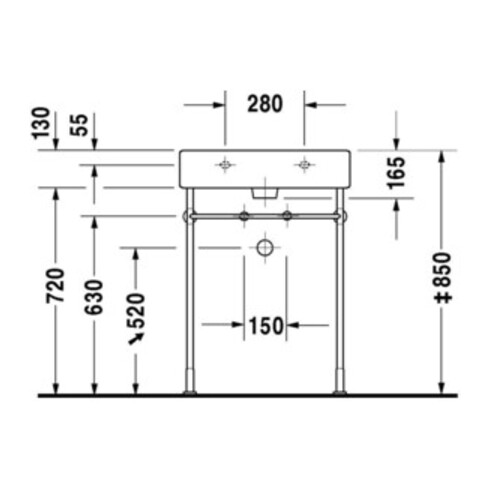 Duravit Möbelwaschtisch Vero 60x47cm, we, m HL, m ÜL, m Hahnlochbank