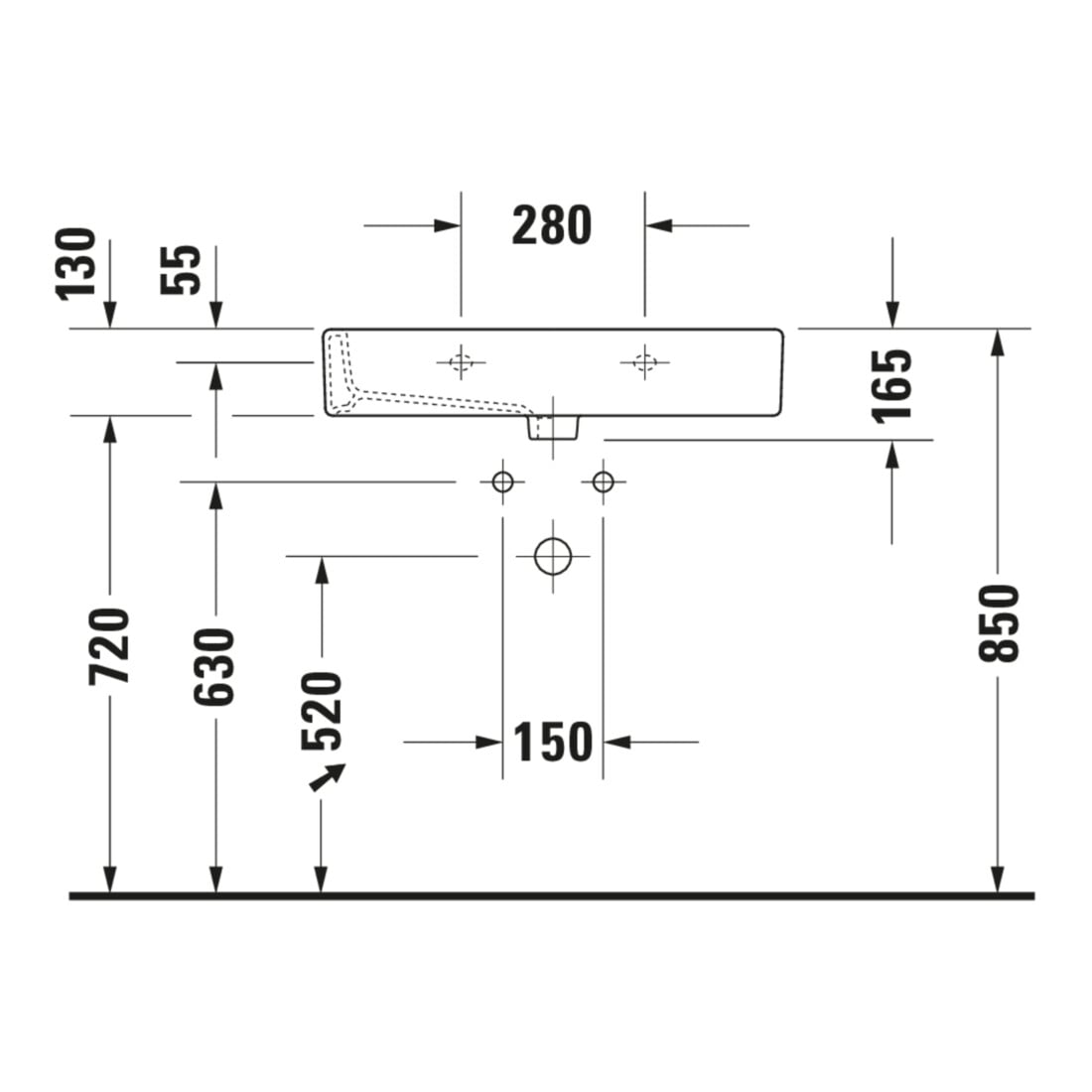 Duravit Möbelwaschtisch Vero 70x47cm, we, geschli., m HL, ÜL, HLB