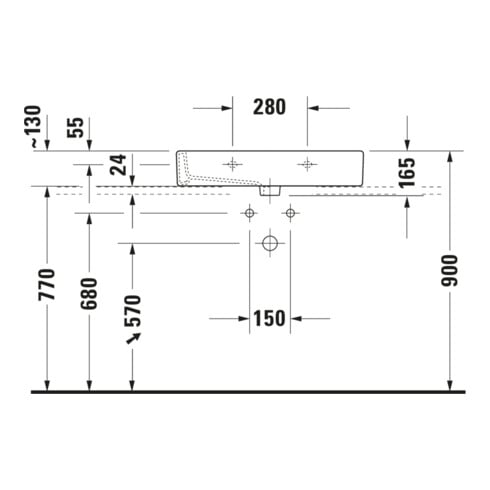 Duravit Möbelwaschtisch Vero 70x47cm, we, geschli., m HL, ÜL, HLB