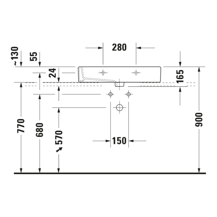 Duravit Möbelwaschtisch Vero 70x47cm, we, geschli., m HL, ÜL, HLB