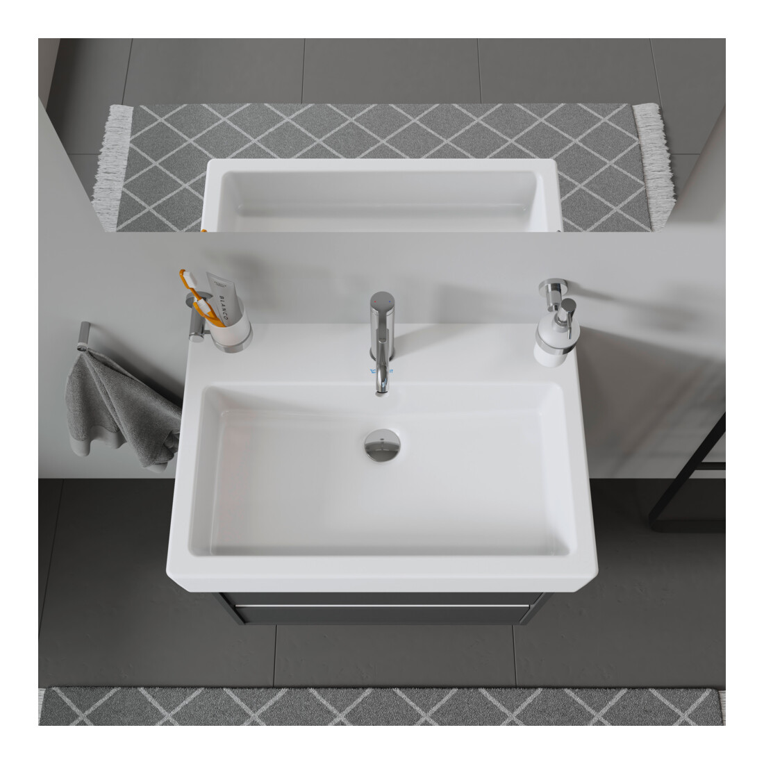 Duravit Möbelwaschtisch Vero 70x47cm, we, m HL, m ÜL, m Hahnlochbank