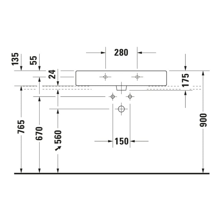 Duravit Möbelwaschtisch Vero 80x47cm, we, geschli., m HL, ÜL, HLB