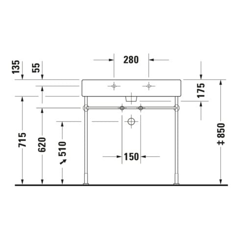 Duravit Möbelwaschtisch Vero 80x47cm, we, m HL, m ÜL, m Hahnlochbank