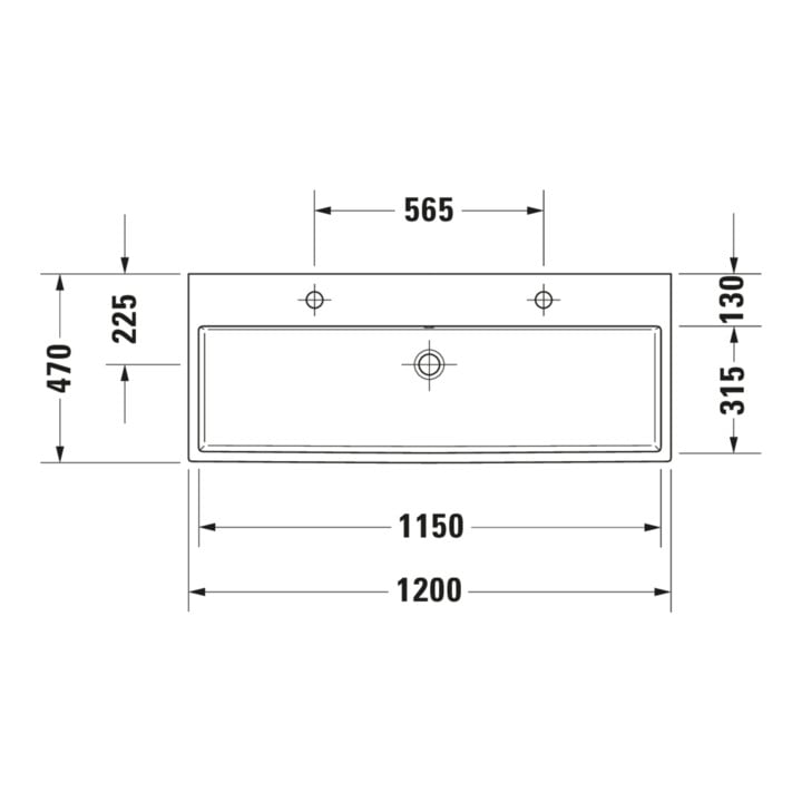 Duravit Möbelwaschtisch Vero Air 120x47cm, we, m 2 HL, ÜL, Hahnlochbank