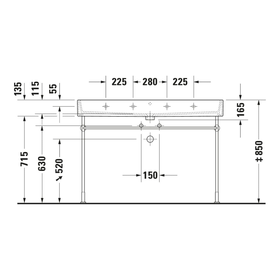 Duravit Möbelwaschtisch Vero Air 120x47cm, we, m HL, ÜL, Hahnlochbank