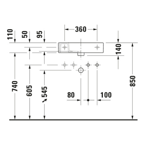 Duravit Möbelwaschtisch Vero Air 50x25cm, o. ÜL, m HLB, o. Hahnloch, weiß