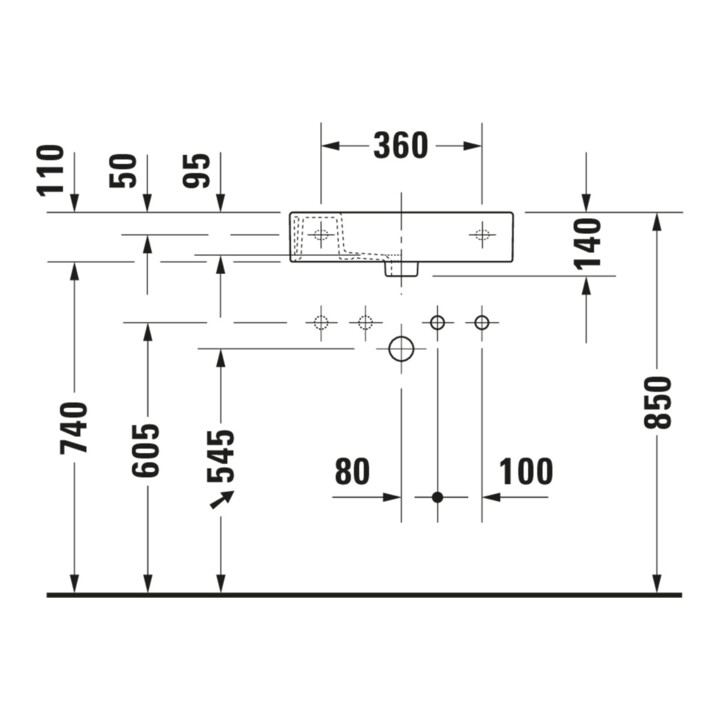 Duravit Möbelwaschtisch Vero Air 50x25cm, o. ÜL, m HLB, o. Hahnloch, weiß