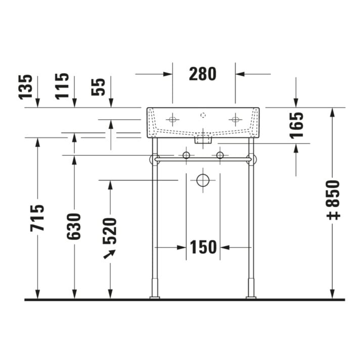 Duravit Möbelwaschtisch Vero Air 50x47cm, we, m HL, o ÜL, m Hahnlochbank