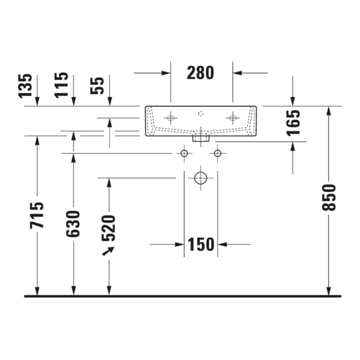 Duravit Möbelwaschtisch Vero Air 50x47cm, we, m HL, o ÜL, m Hahnlochbank