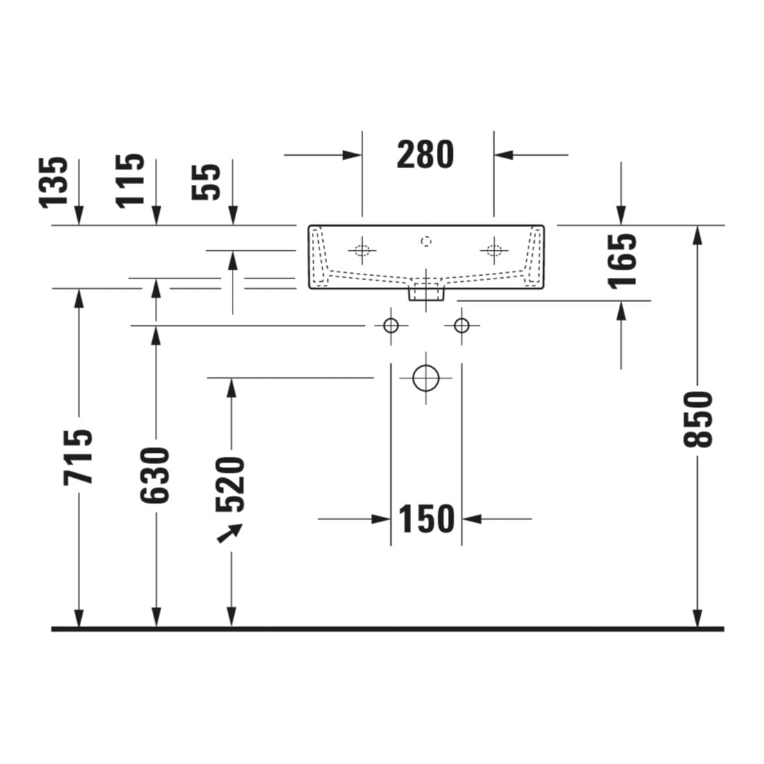 Duravit Möbelwaschtisch Vero Air 50x47cm, we, o HL, m ÜL, m Hahnlochbank