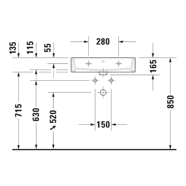 Duravit Möbelwaschtisch Vero Air 60x47cm, we, o. HL, ÜL, mit Hahnlochbank