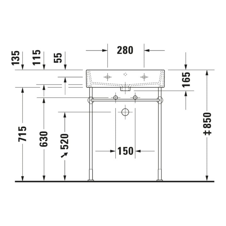 Duravit Möbelwaschtisch Vero Air 60x47cm, we, o. HL, ÜL, mit Hahnlochbank
